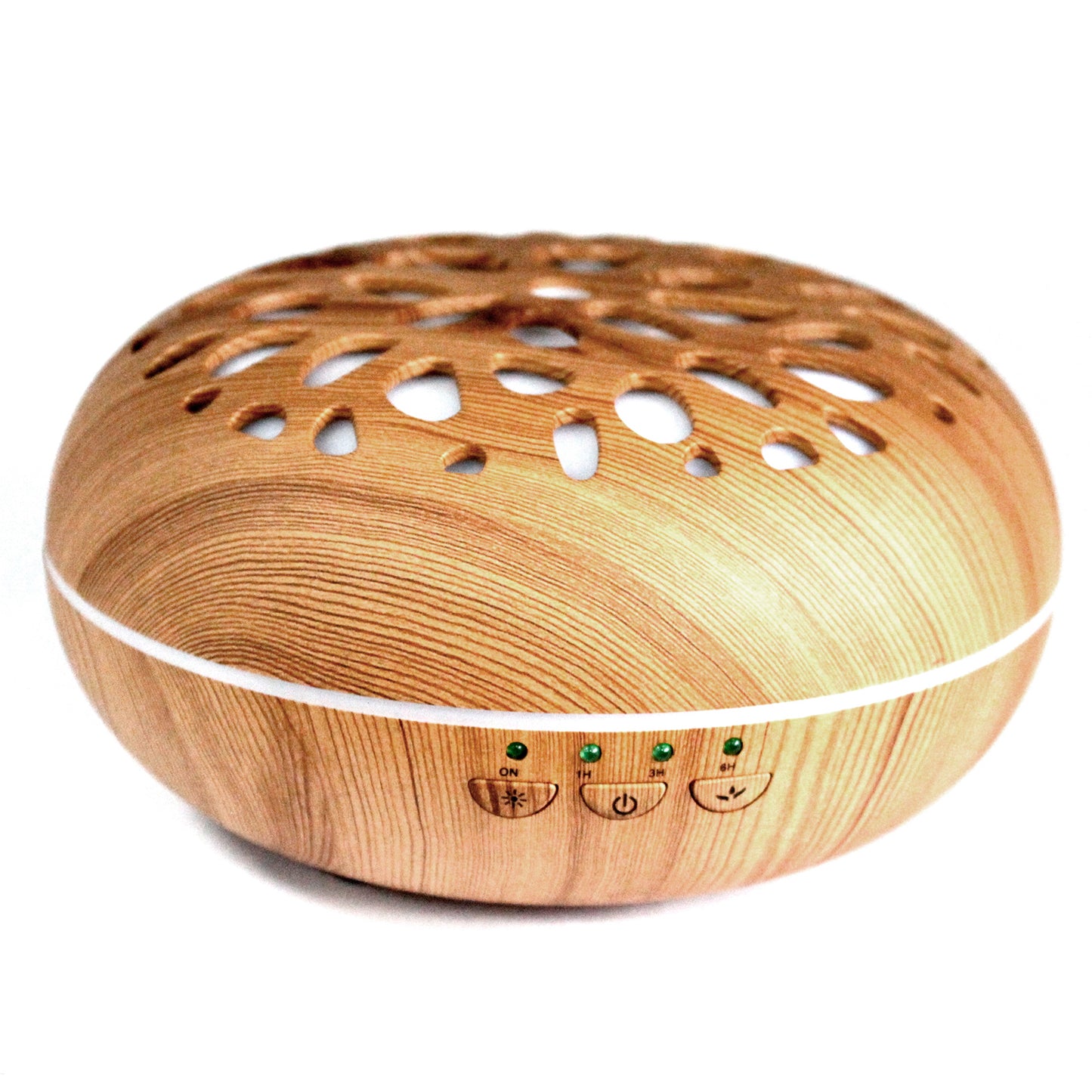 Oslo pebble-shaped USB aroma diffuser with colour-changing LEDs and timer, designed for ultrasonic misting and modern wellness spaces.