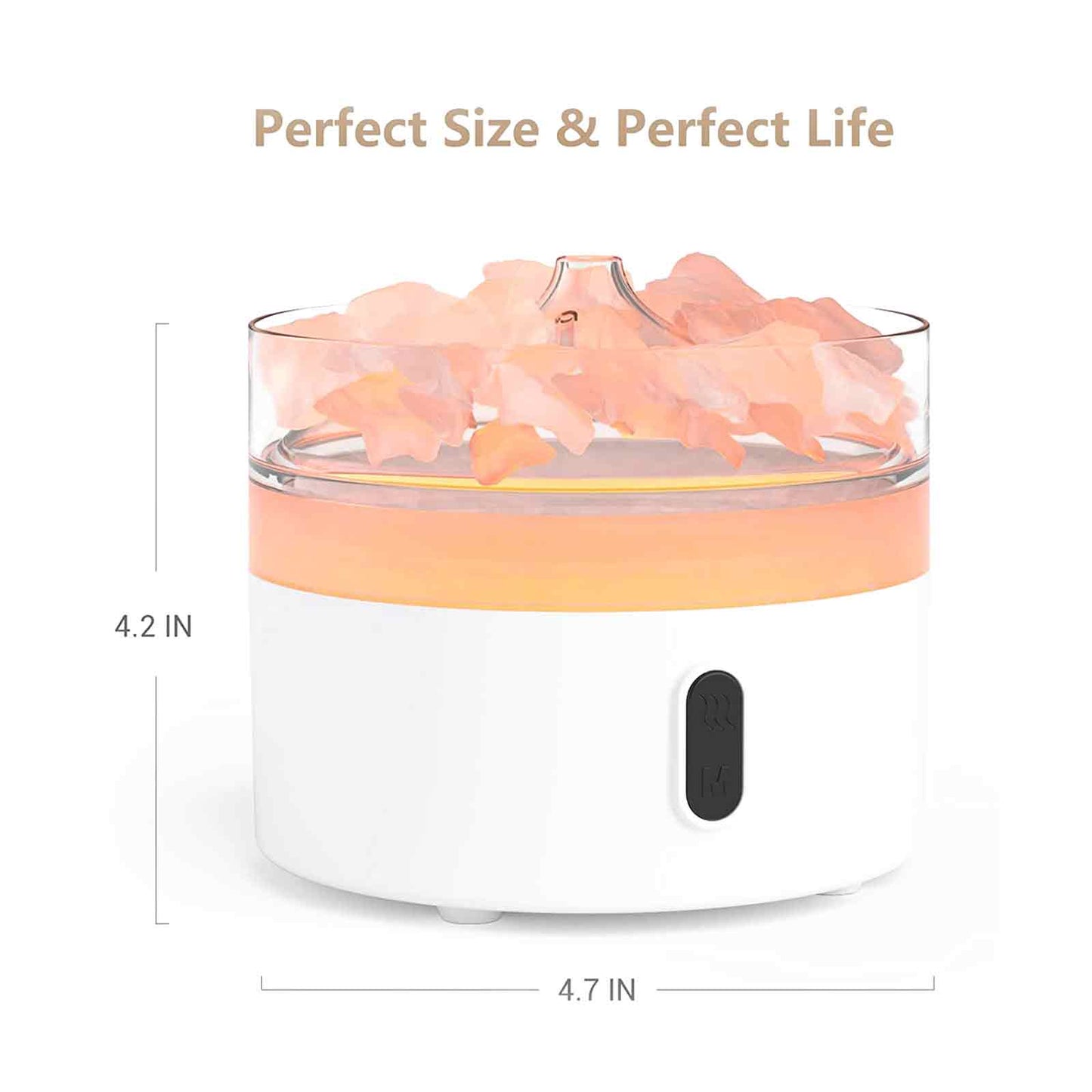 Himalayan salt crystal diffuser with USB power, colour-changing light, and night mode. Ideal for aromatherapy and relaxation spaces.