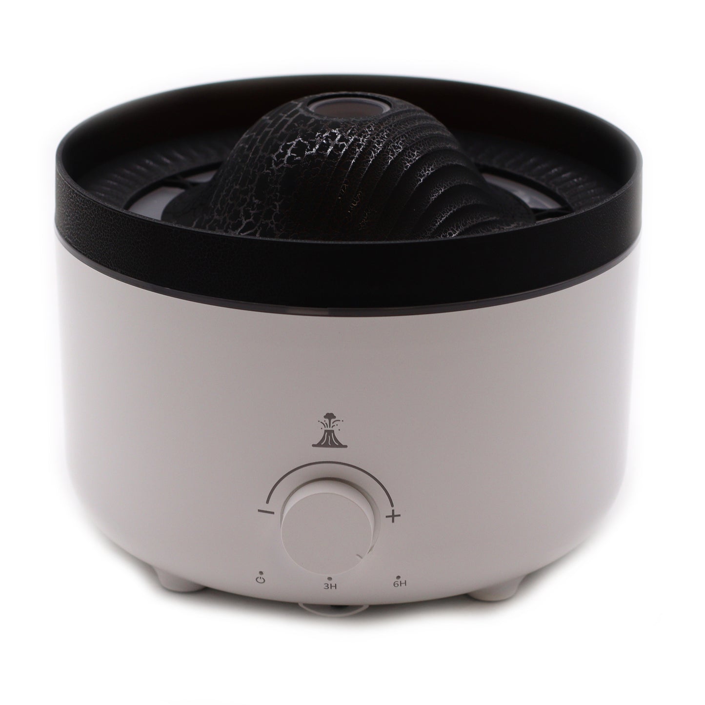 Large volcano-style plug-in aroma diffuser with twin mist streams, LED light display, and UK plug. Perfect for high-impact home fragrance.