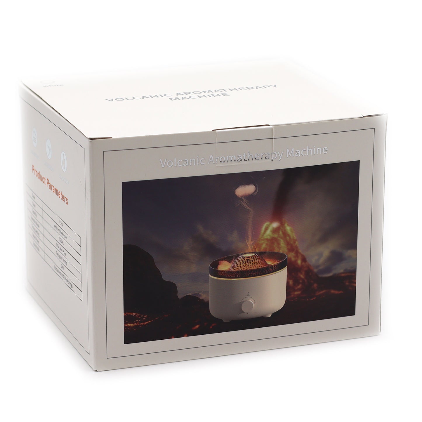 Large volcano-style plug-in aroma diffuser with twin mist streams, LED light display, and UK plug. Perfect for high-impact home fragrance.
