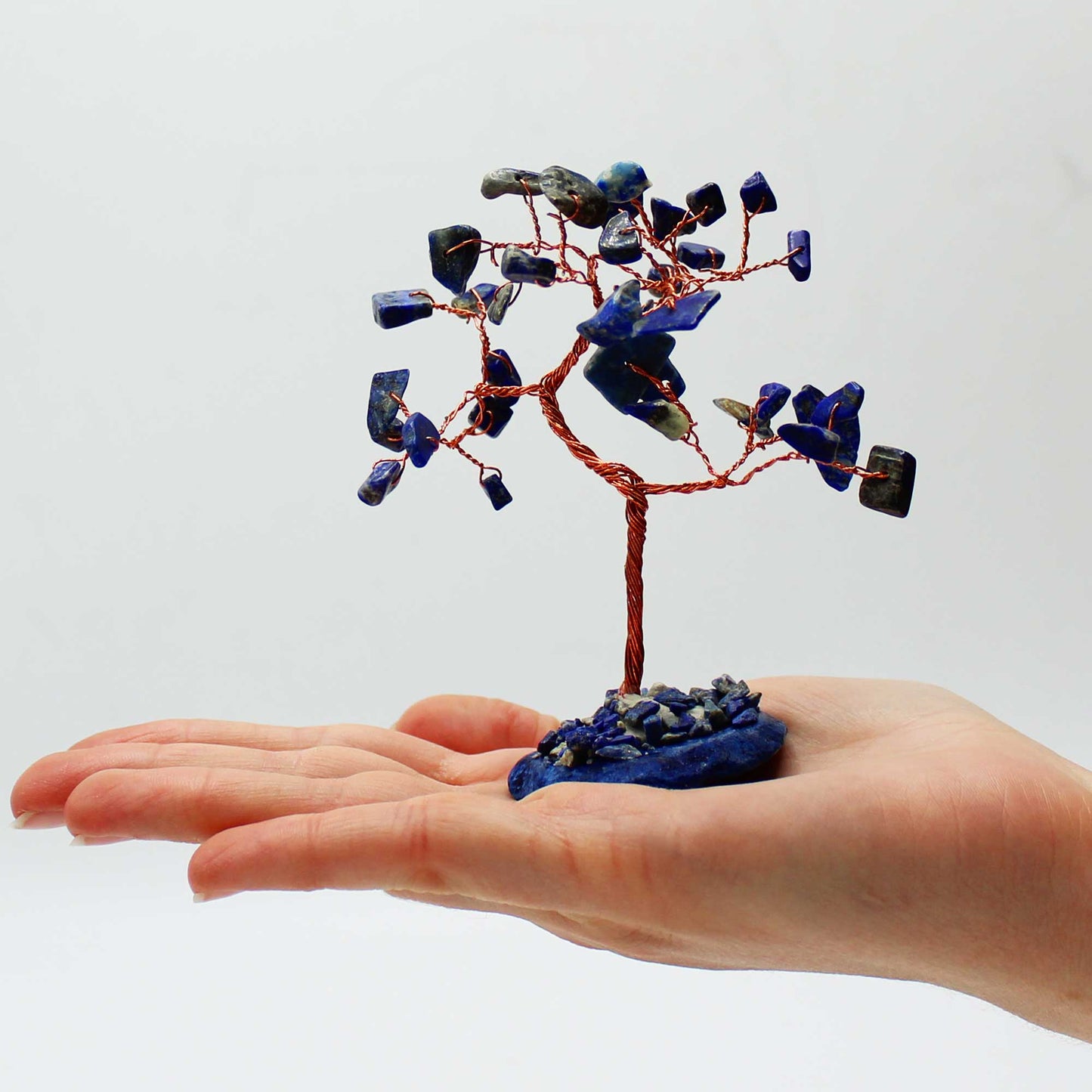 Sodalite crystal tree with agate base – handcrafted gemstone tree with 35 stones