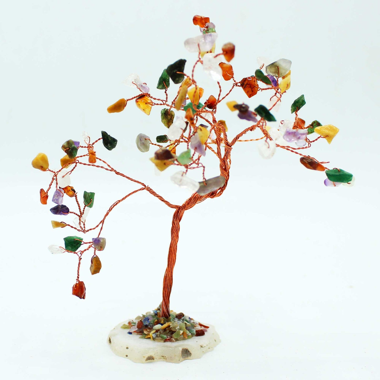 Multi Stone crystal tree with agate base – handcrafted gemstone tree with 100 stones