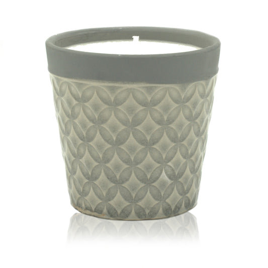Moonlight soy wax candle in ceramic plant pot with soft, evening-inspired British fragrance