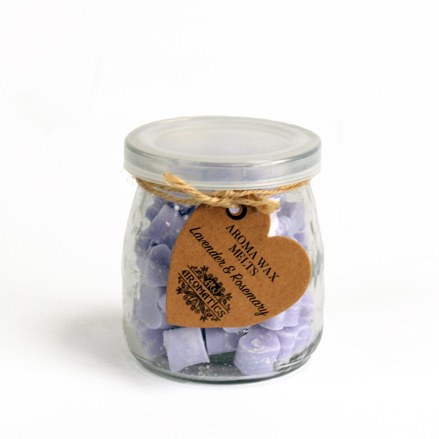 Lavender & Rosemary Aromatherapy Wax Melts in reusable glass jar – soy wax, approx. 14–18 hearts