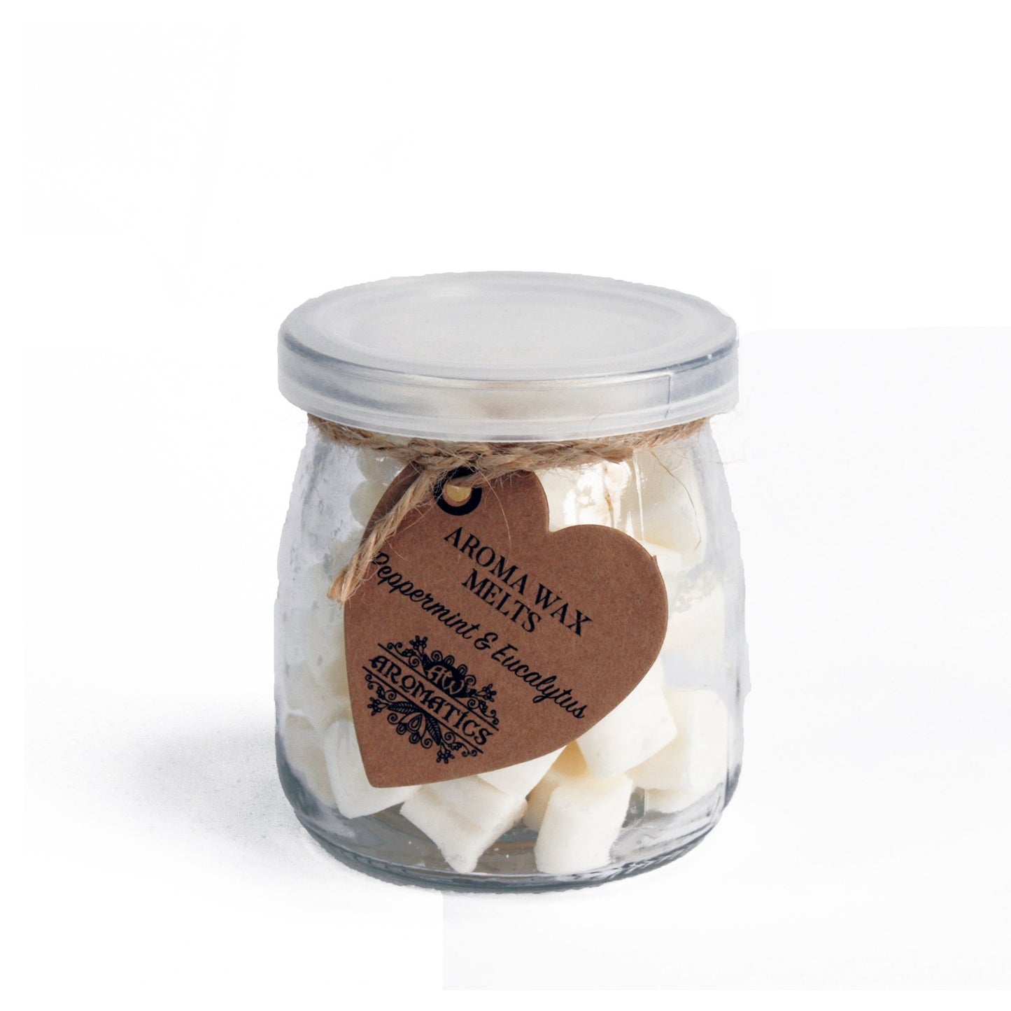 Peppermint & Eucalyptus Aromatherapy Wax Melts in reusable glass jar – soy wax, approx. 14–18 hearts