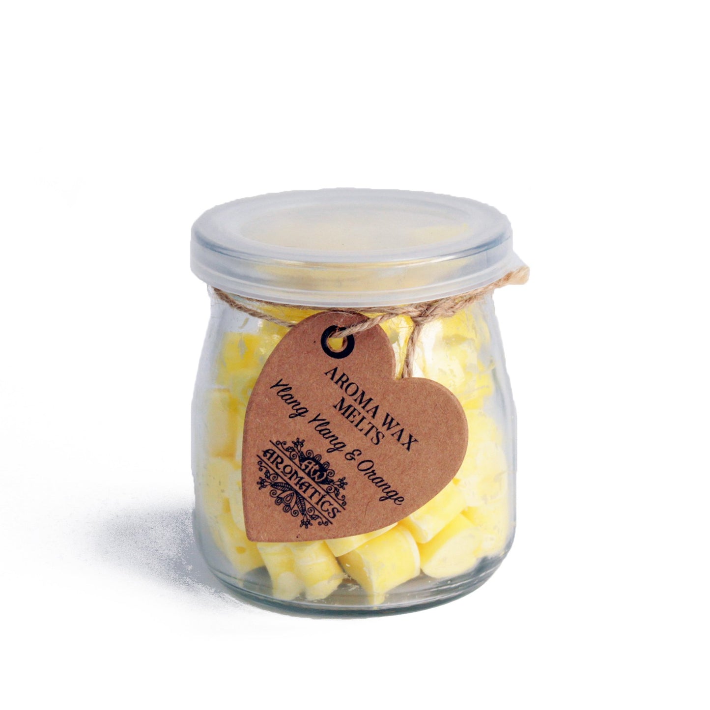 Ylang Ylang & Orange Aromatherapy Wax Melts in reusable glass jar – soy wax, approx. 14–18 hearts