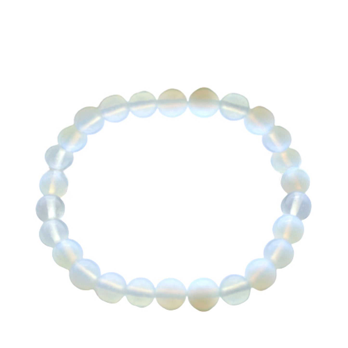 Opalite power bracelet with glowing 8mm beads, symbolising wisdom, inner understanding, and spiritual clarity.