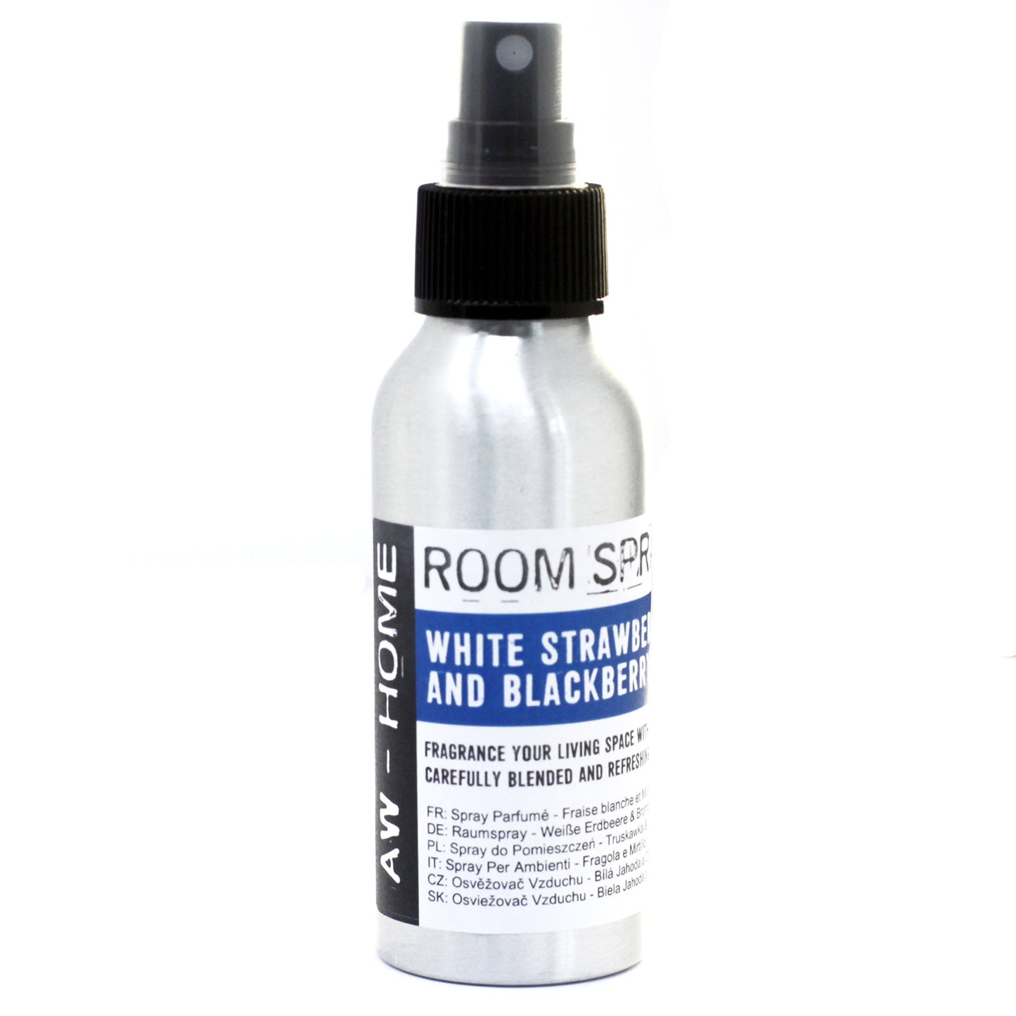 100ml Traditional Home Room Spray – White Strawberry & Blackberry fragrance in aluminium bottle