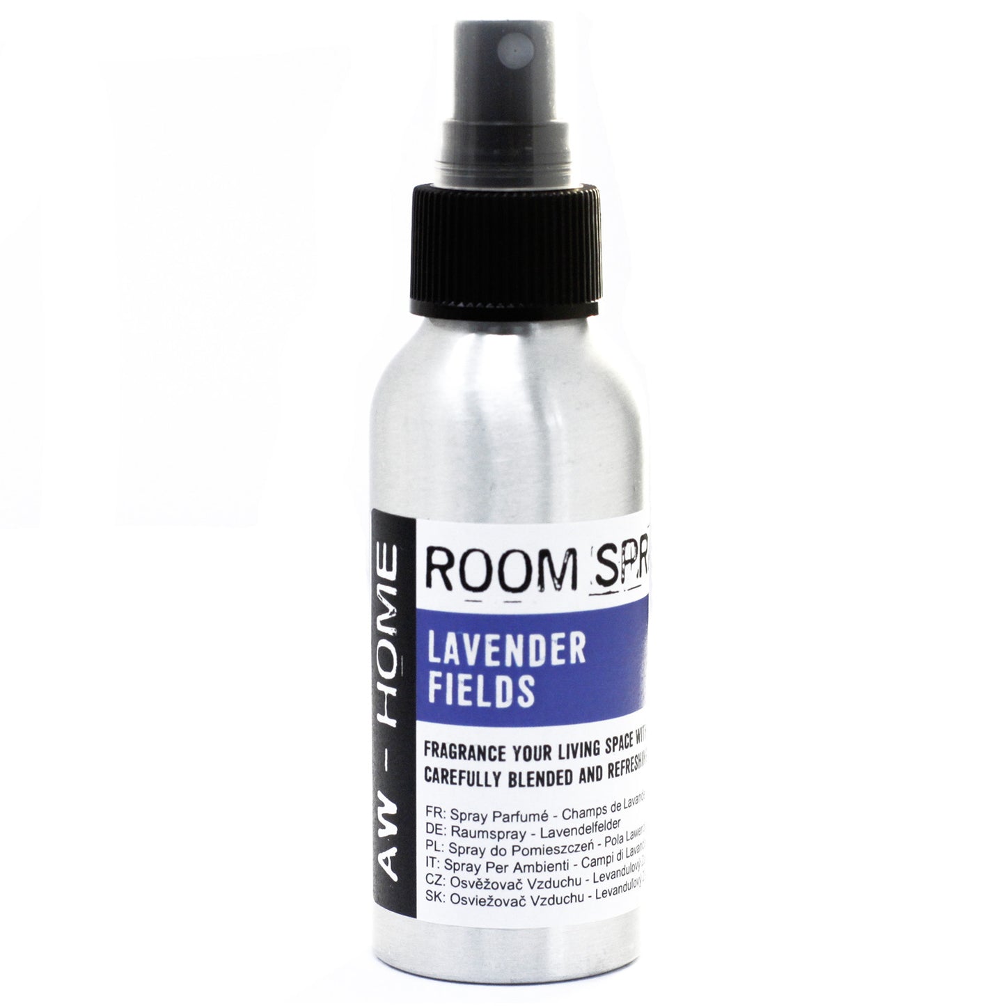 100ml Traditional Home Room Spray – Lavender Fields fragrance in aluminium bottle