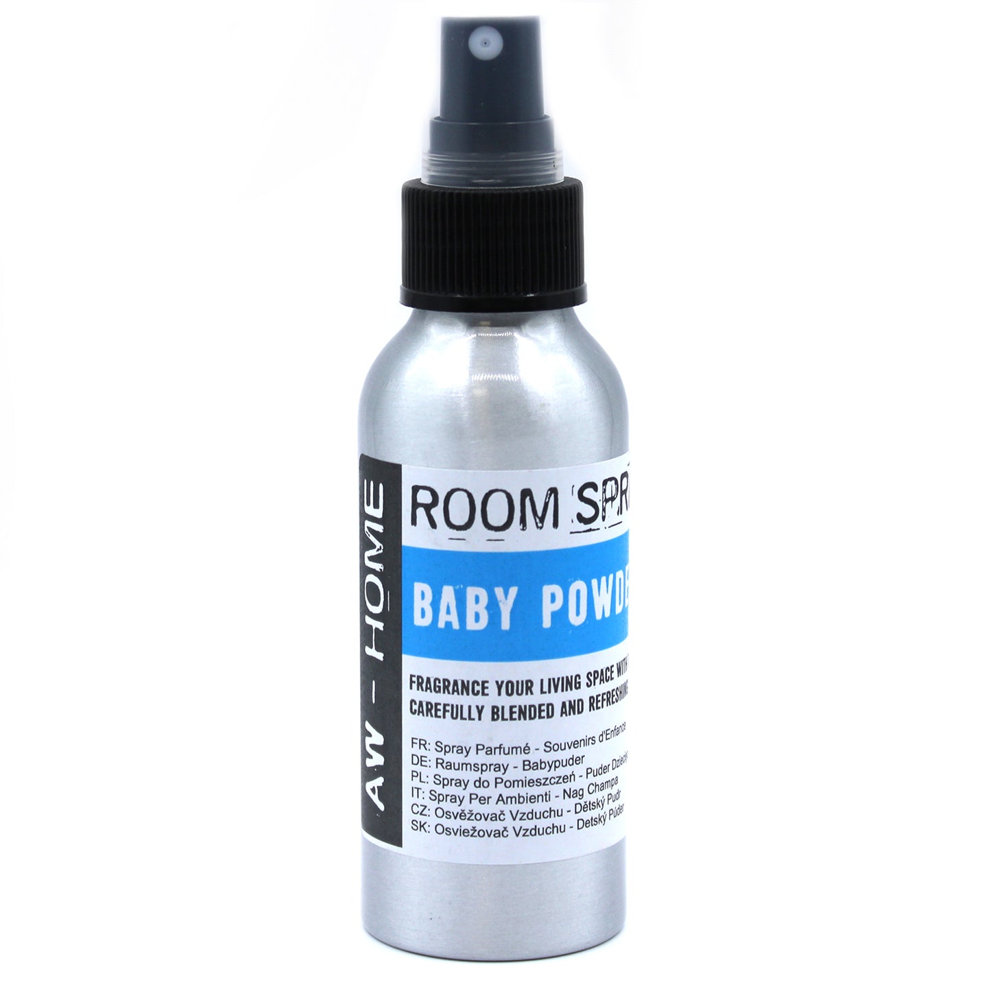 100ml Traditional Home Room Spray – Baby Powder fragrance in aluminium bottle