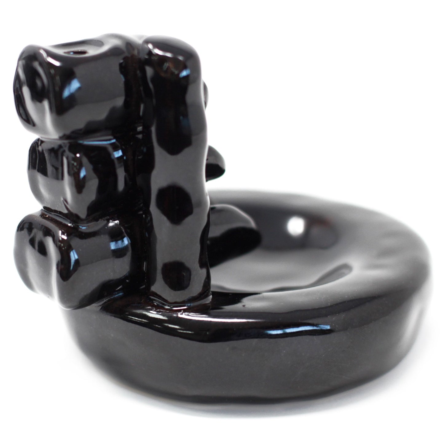 Bamboo-themed backflow incense burner with smoke stream flowing into a pool, ideal for spiritual or Zen-style room décor.