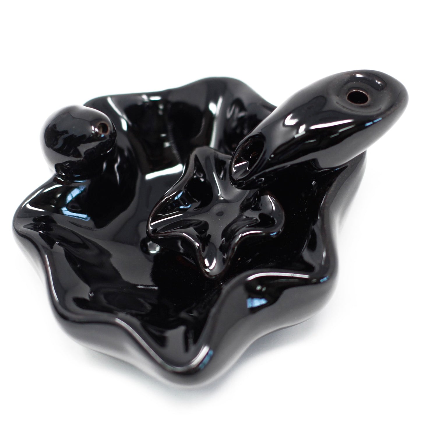 Tiered backflow incense burner with wide smoke pools cascading downward. Ideal for calming, large interior spaces.