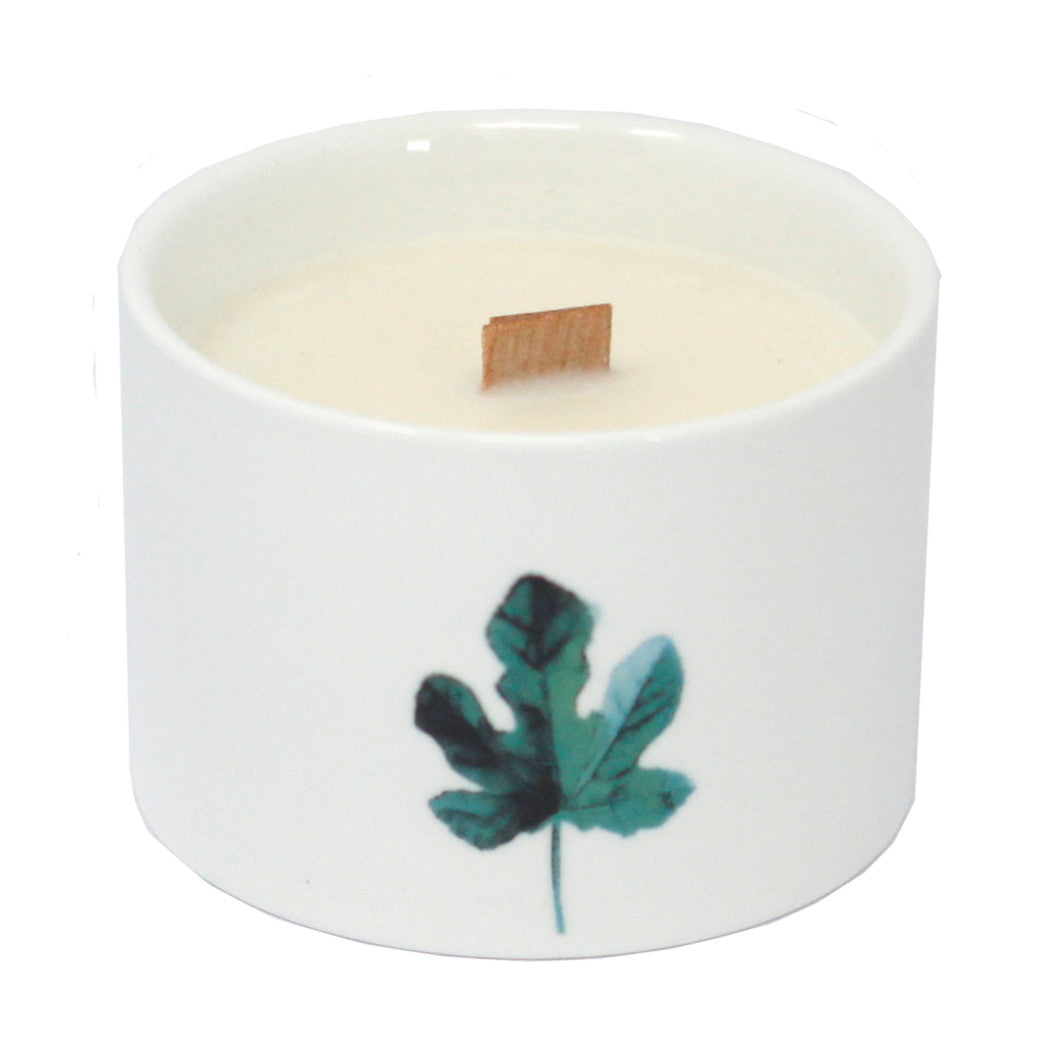 Set of 3 Japanese Garden botanical soy candles in ceramic jars with wooden wicks