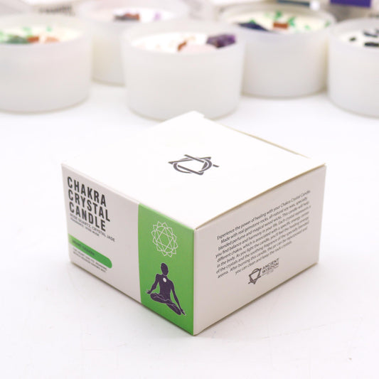 Heart Chakra crystal candle with Rose Quartz, Crystal Jade, and Rose Musk scent