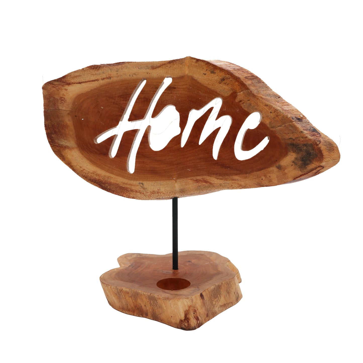 Home wood sign tea light holder – handmade carved wooden décor