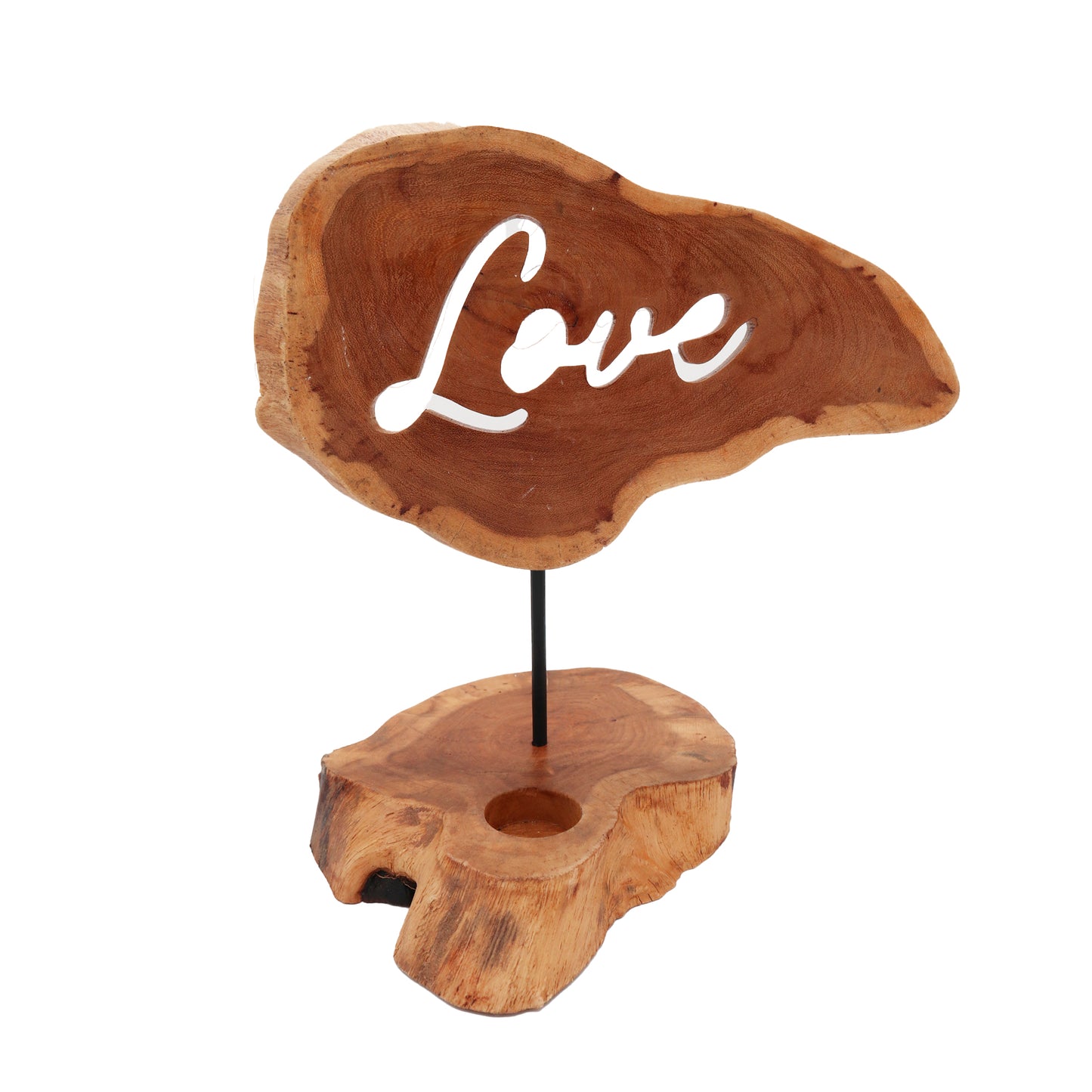 Love wood sign tea light holder – romantic handmade wooden candle holder