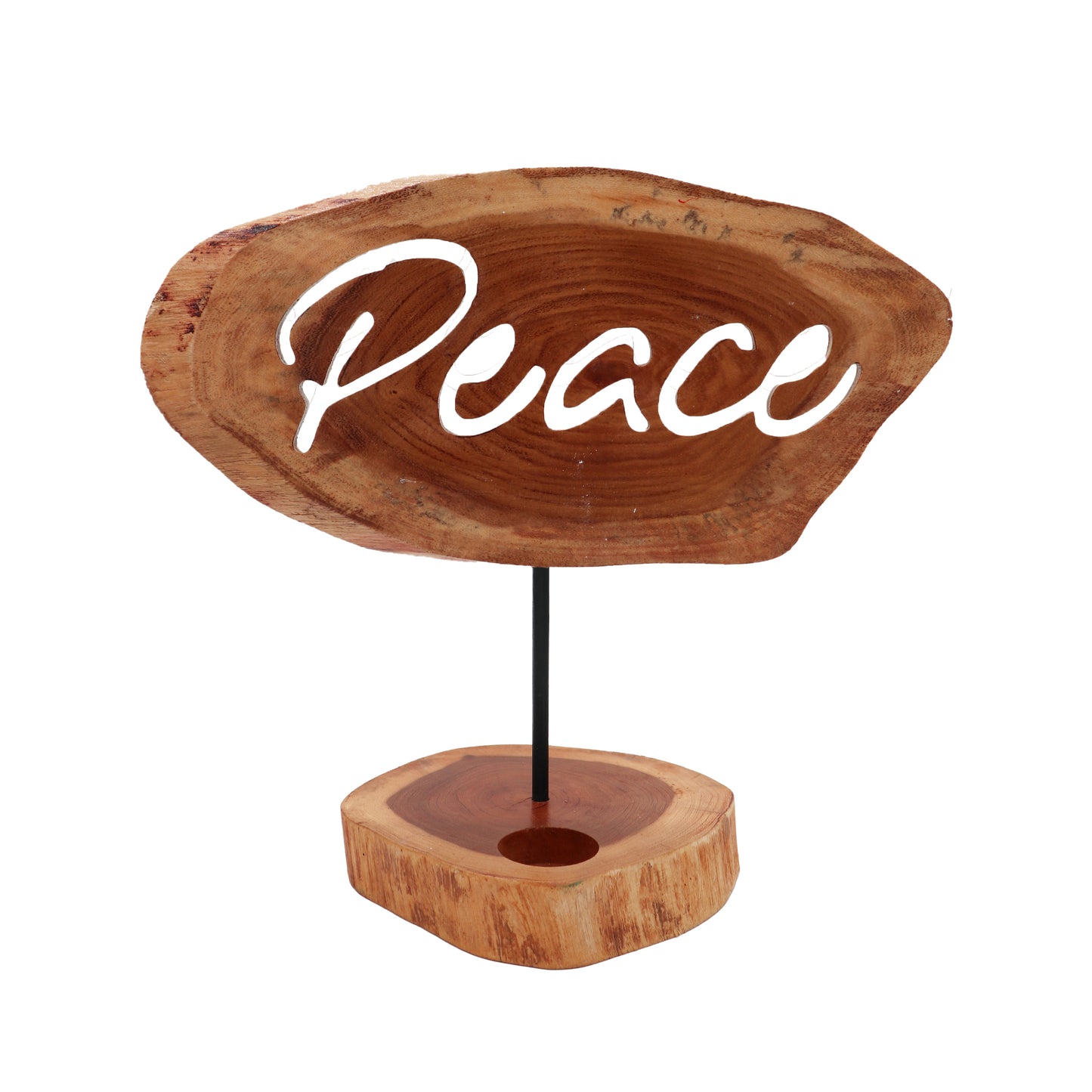 Peace wood sign tea light holder – calming rustic candle holder décor