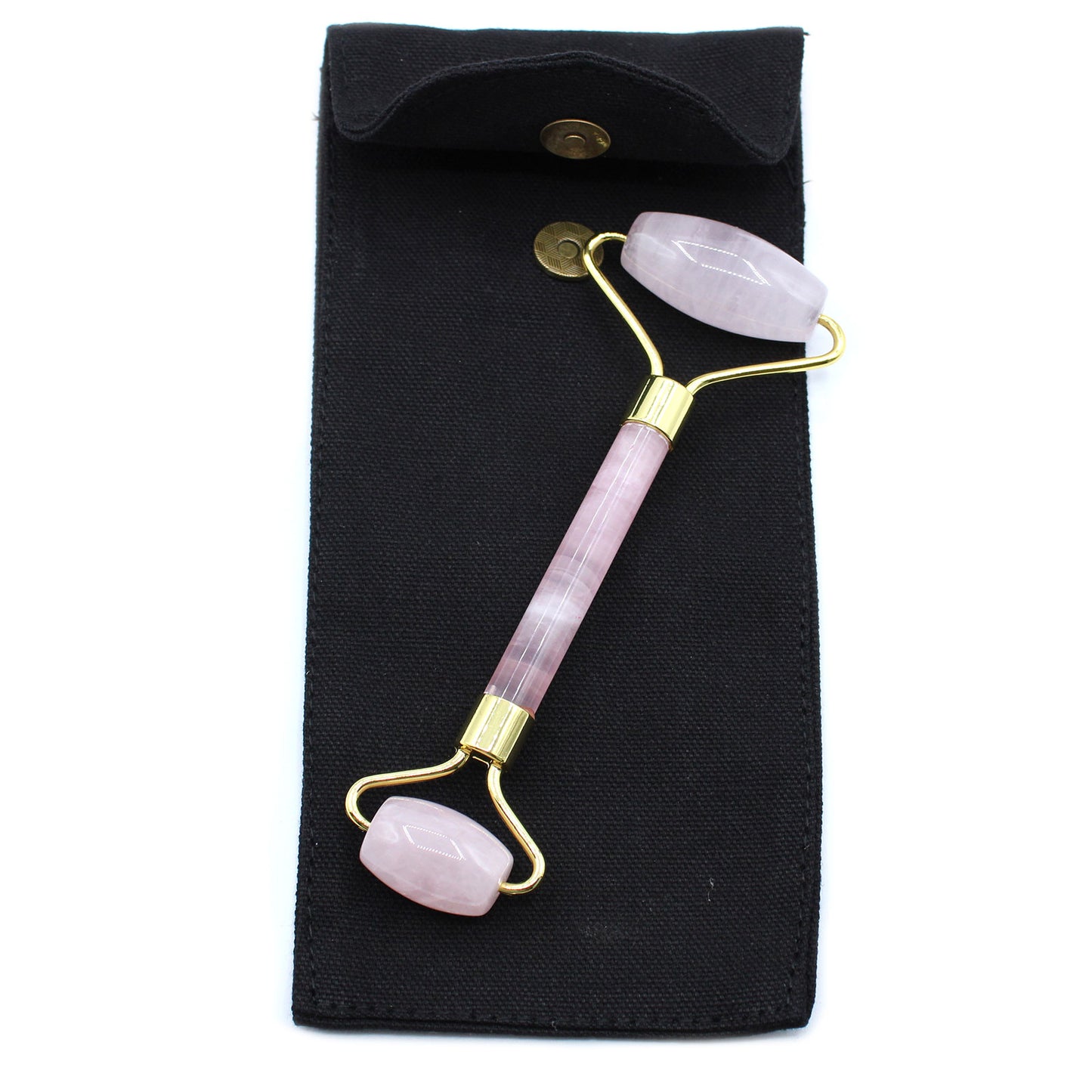 Rose Quartz crystal face roller with smooth finish for skincare, love, and self-care rituals.