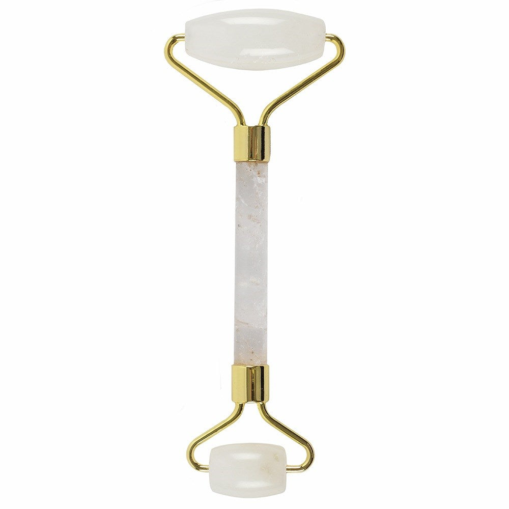 Rock Quartz crystal face roller designed to refresh skin and promote energetic clarity.