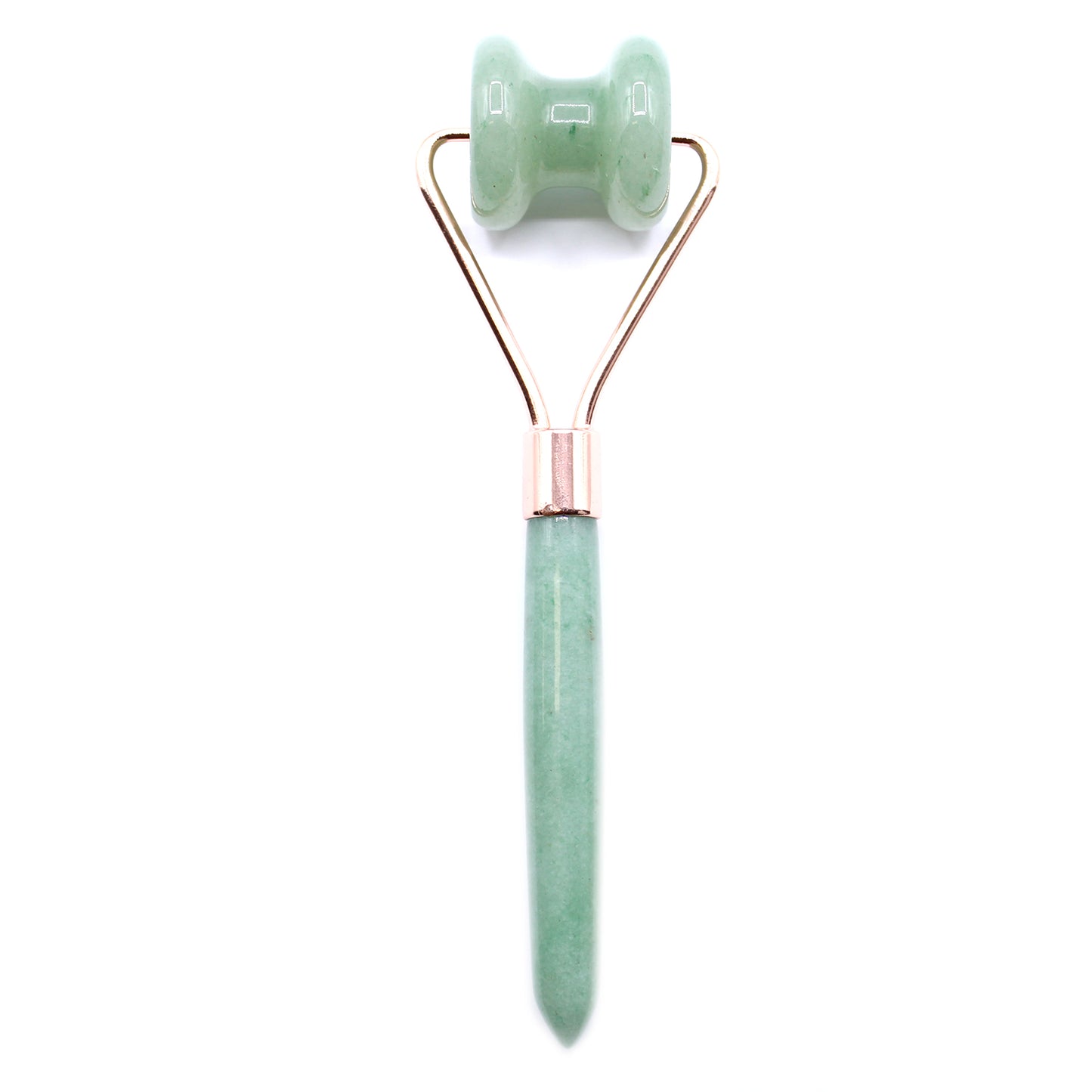 Jade crystal jawline roller shaped for facial contouring and harmony in skincare.