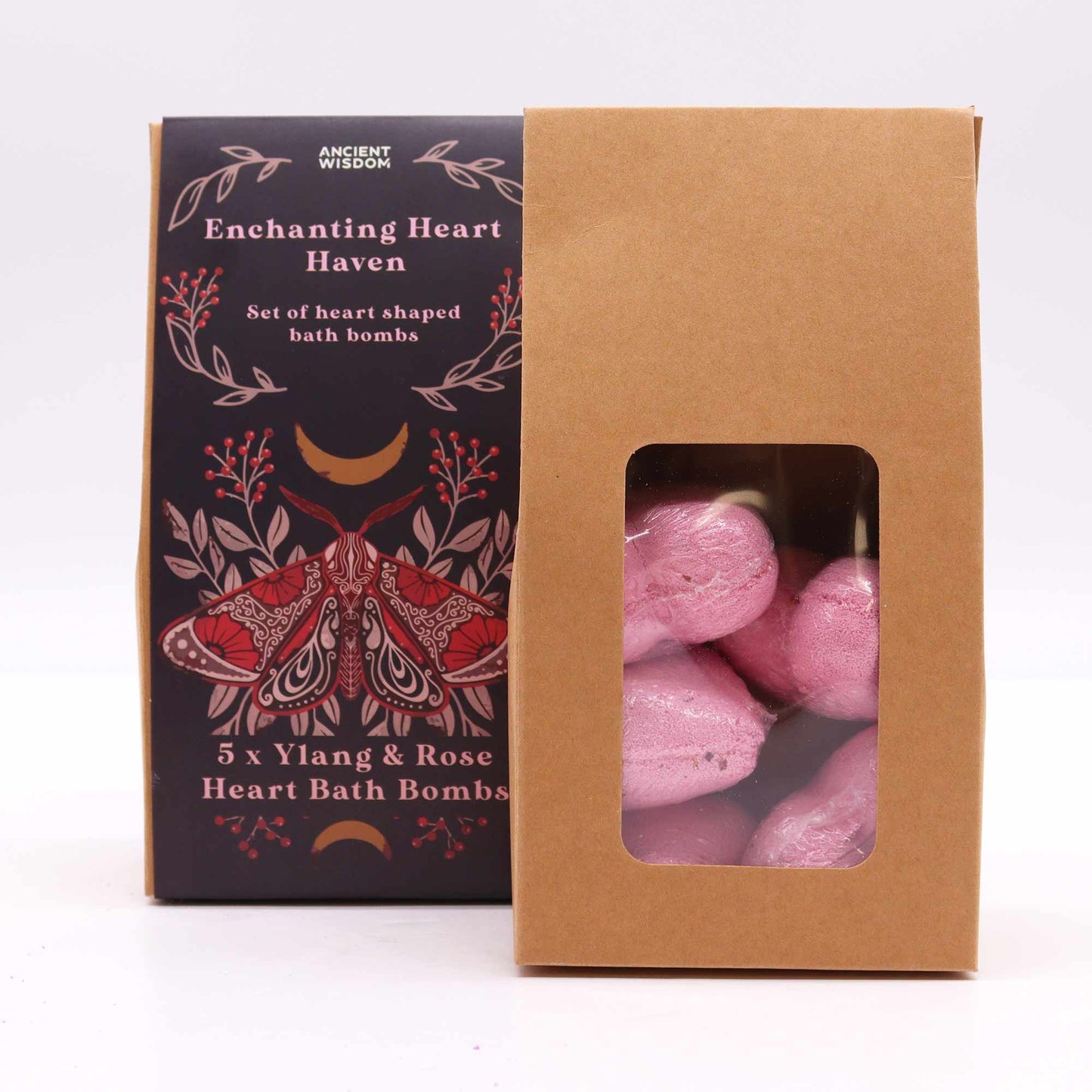 Mini Heart Bath Bombs – Enchanting Heart Haven gift set with ylang-ylang and rose scent in heart shapes.