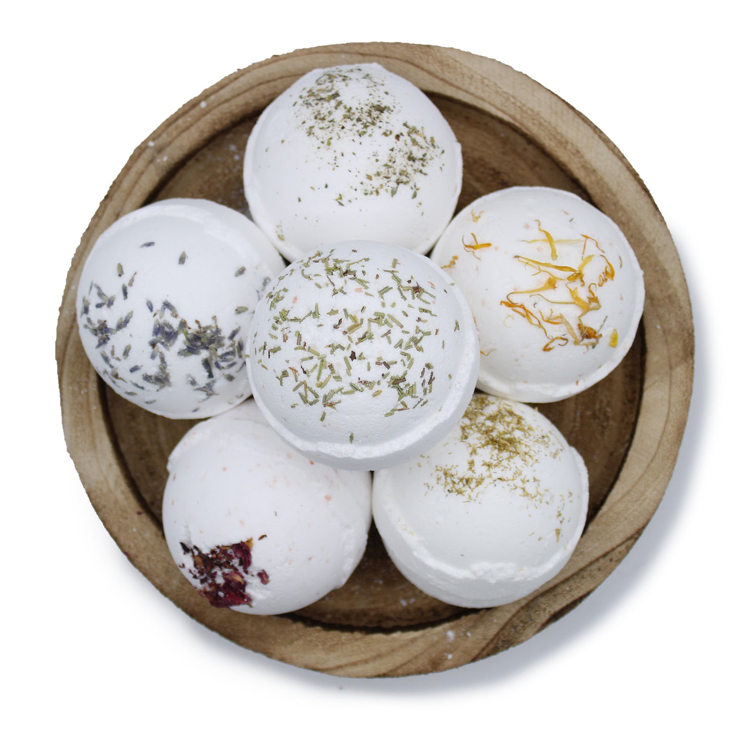 Himalayan Salt bath bomb with tea tree, lime, and evening primrose oil, enriched with herbs for a cleansing botanical soak.
