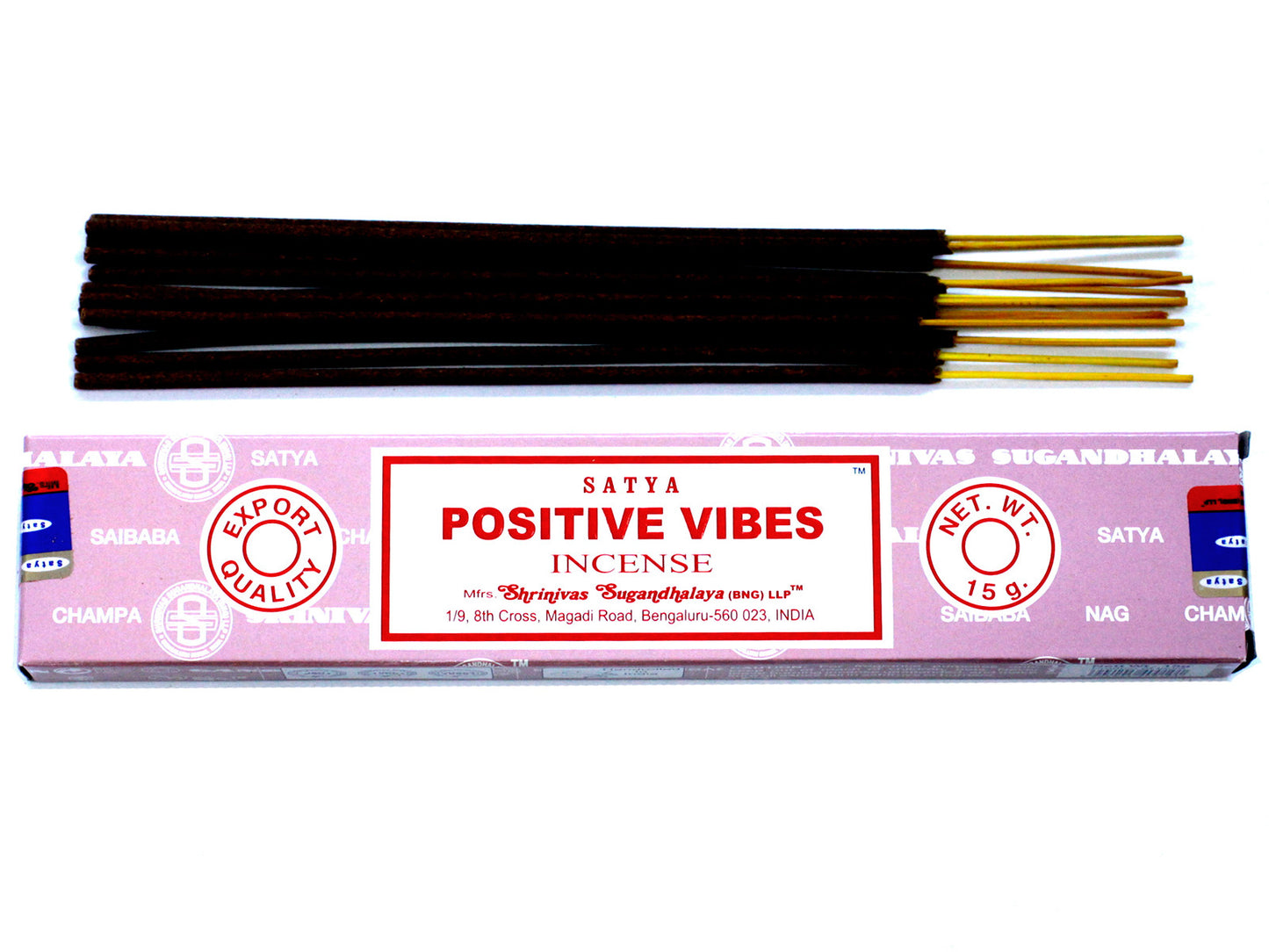 Satya Positive Vibes incense 15g – uplifting floral masala sticks hand-rolled in India