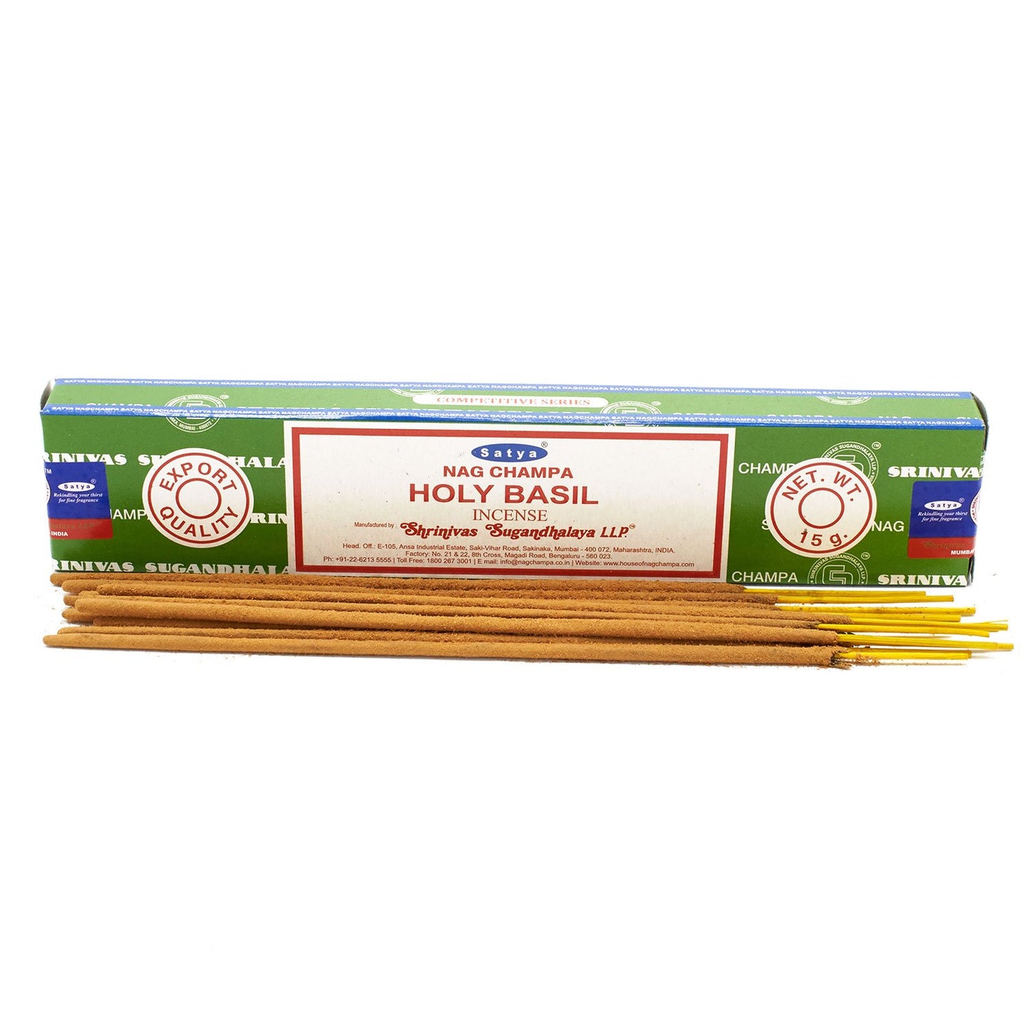 Satya Holy Basil incense 15g – Tulsi masala sticks hand-rolled in India for purification and calm