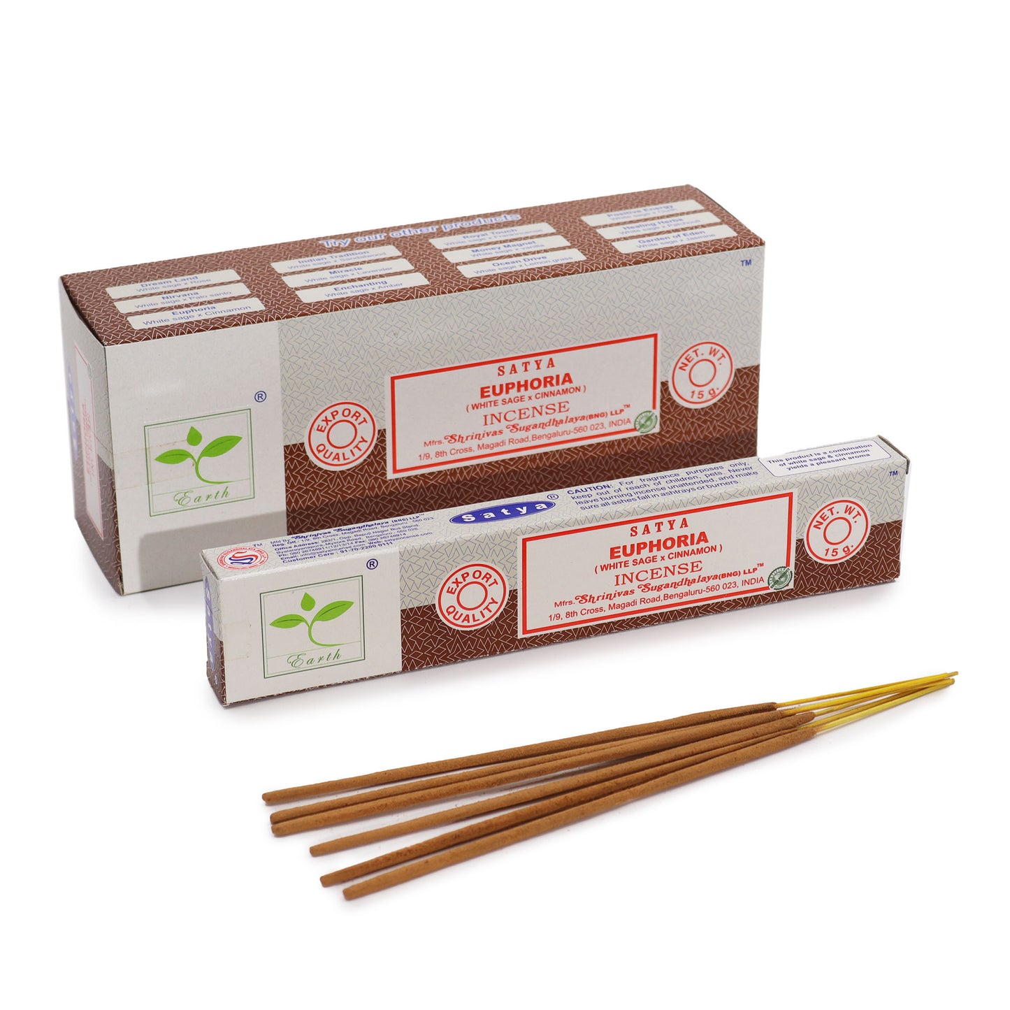 Satya Euphoria incense 15g – White Sage and Cinnamon masala sticks from India
