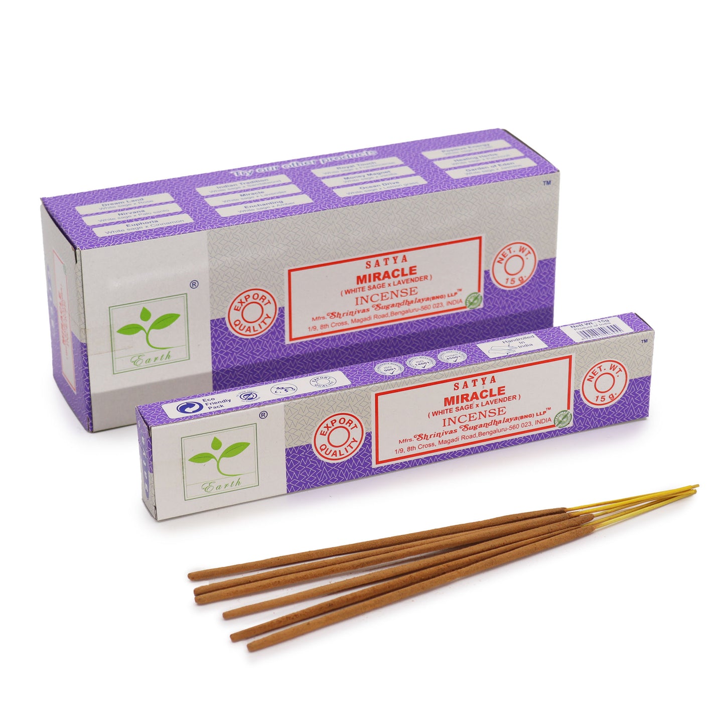 Satya Miracle incense 15g – White Sage and Lavender masala sticks from India