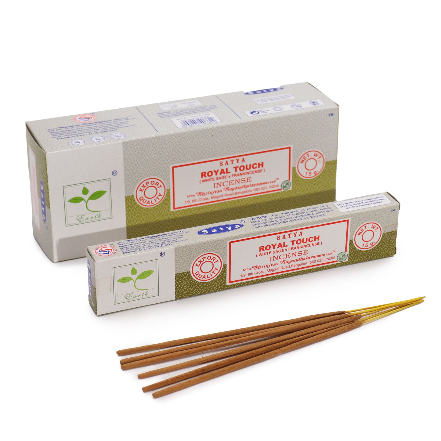 Satya Royal Touch incense 15g – White Sage and Frankincense masala sticks from India
