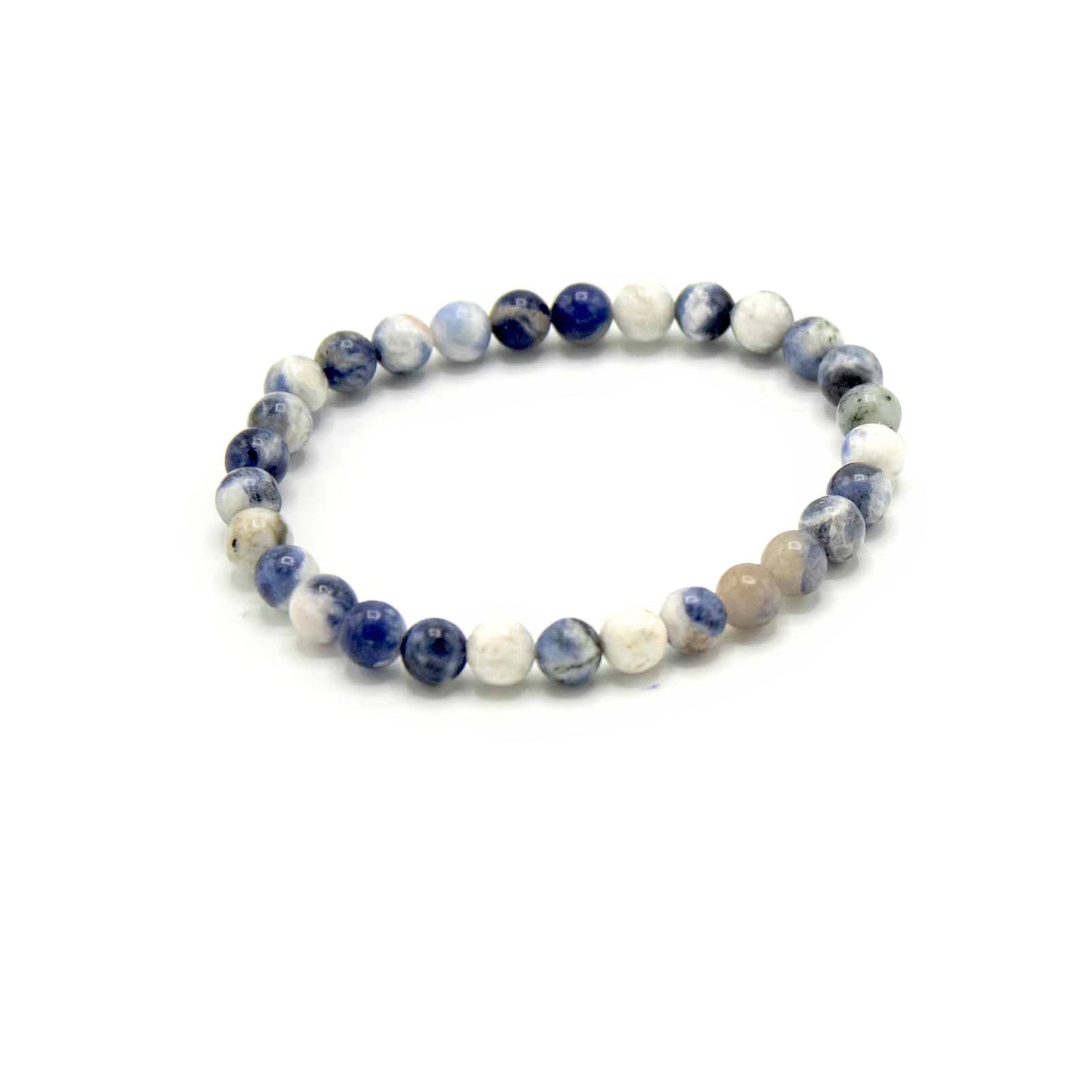 Sodalite gemstone manifestation bracelet with deep blue marbled beads, symbolising truth, clarity, and authentic communication.