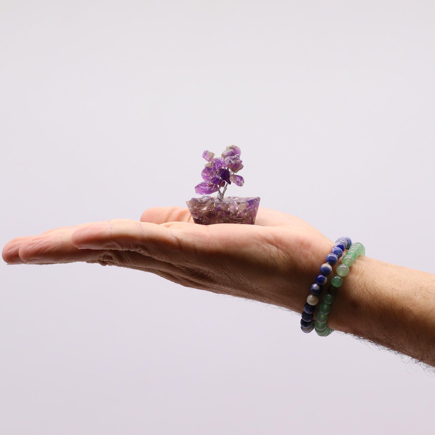 Mini Amethyst crystal tree on orgonite base – 6cm high with 15 healing crystals