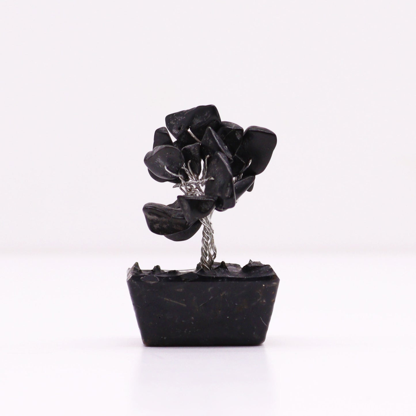 Mini Black Agate crystal tree on orgonite base – 6cm high with 15 healing crystals
