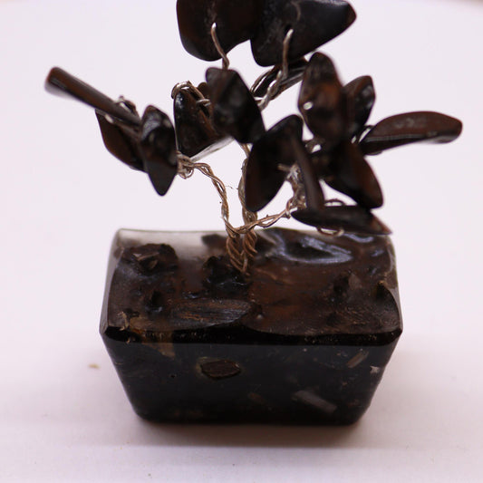 Mini Black Agate crystal tree on orgonite base – 6cm high with 15 healing crystals