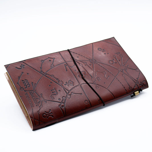My Bucket List Book leather journal with wrap band and embossed design