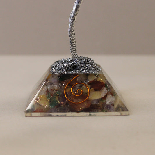 Mixed crystal tree with orgonite base – handmade with 80 stones of natural crystals