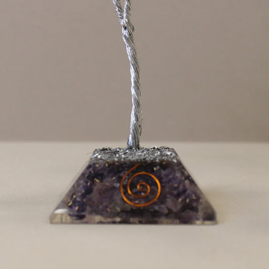 Amethyst crystal tree with orgonite base – handmade with 80 stones of natural crystals
