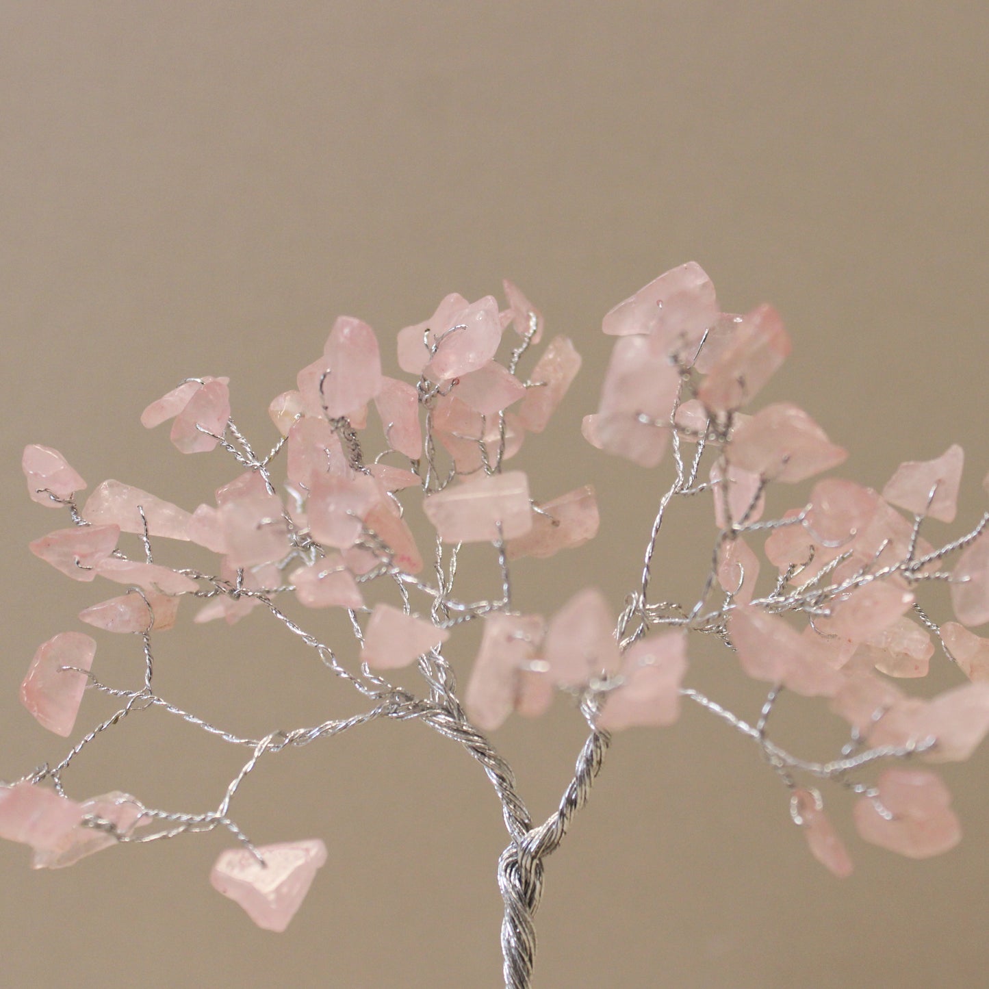 Rose Quartz crystal tree with orgonite base – handmade with 80 stones of natural crystals