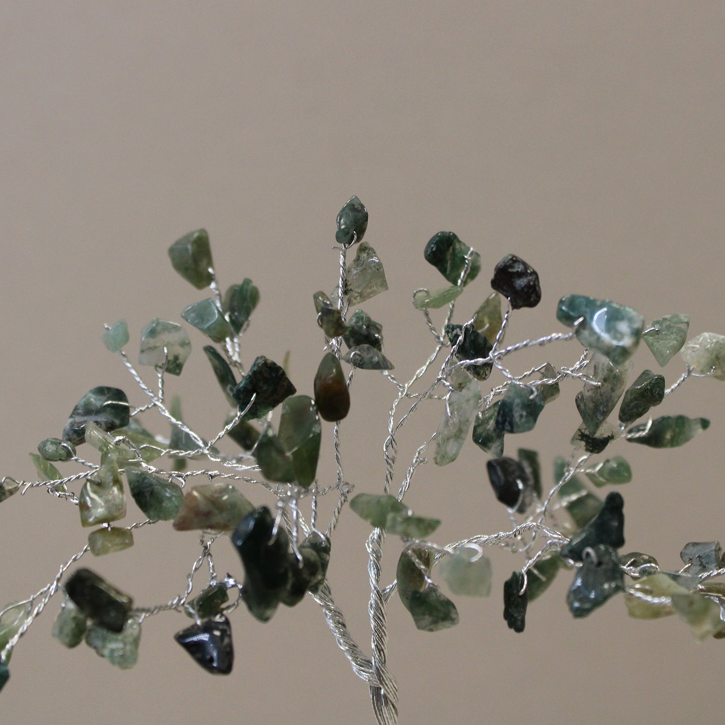 Moss Agate crystal tree with orgonite base – handmade with 80 stones of natural crystals