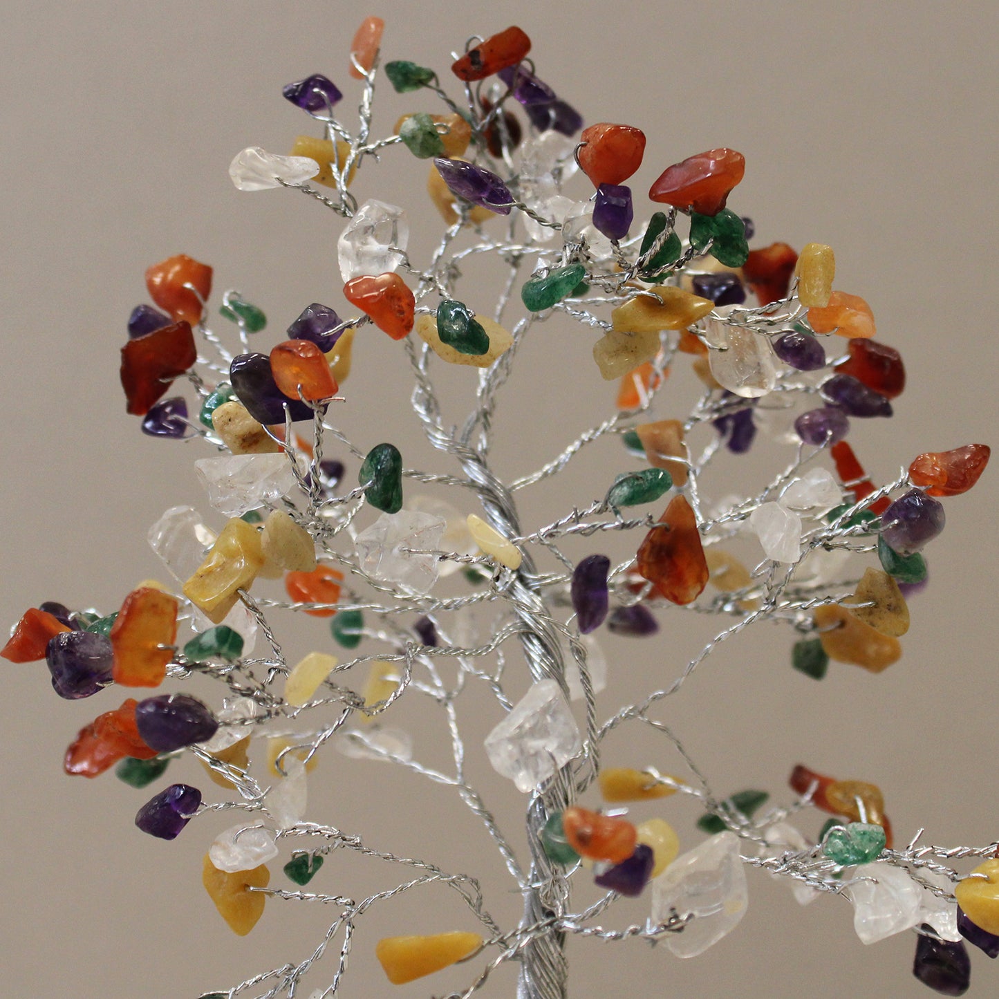 Mixed crystal tree with orgonite base – handmade with 160 stones of natural crystals