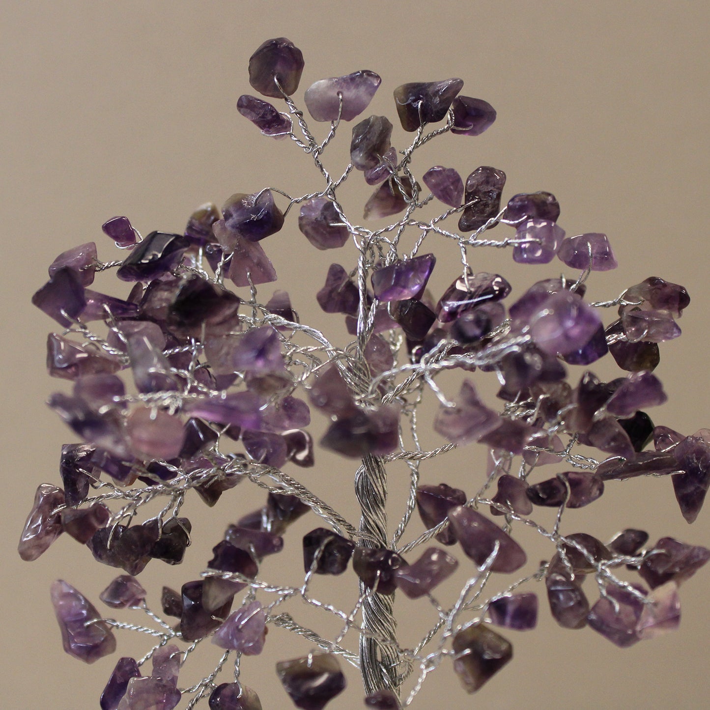 Amethyst crystal tree with orgonite base – handmade with 160 stones of natural crystals