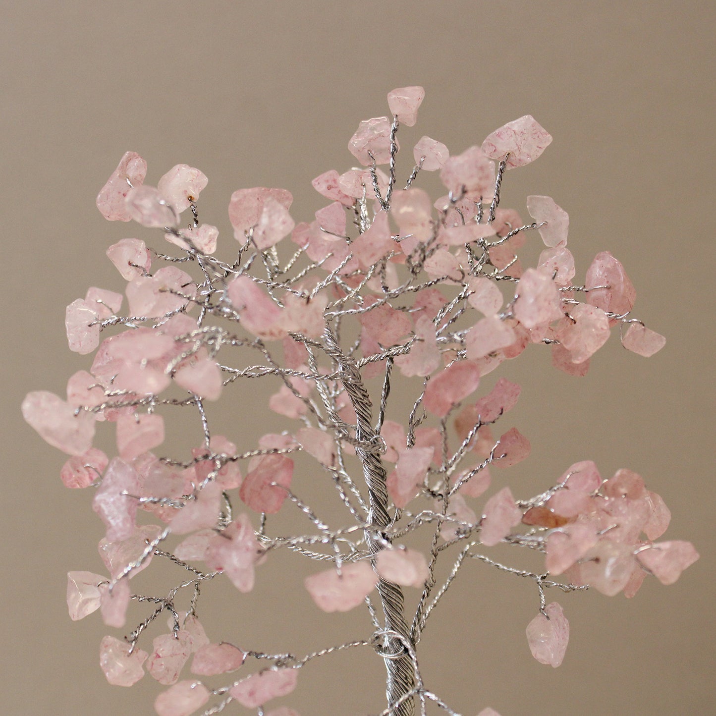 Rose Quartz crystal tree with orgonite base – handmade with 160 stones of natural crystals