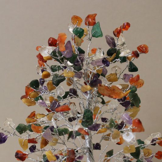 Mixed crystal tree with orgonite base – handmade with 320 stones of natural crystals