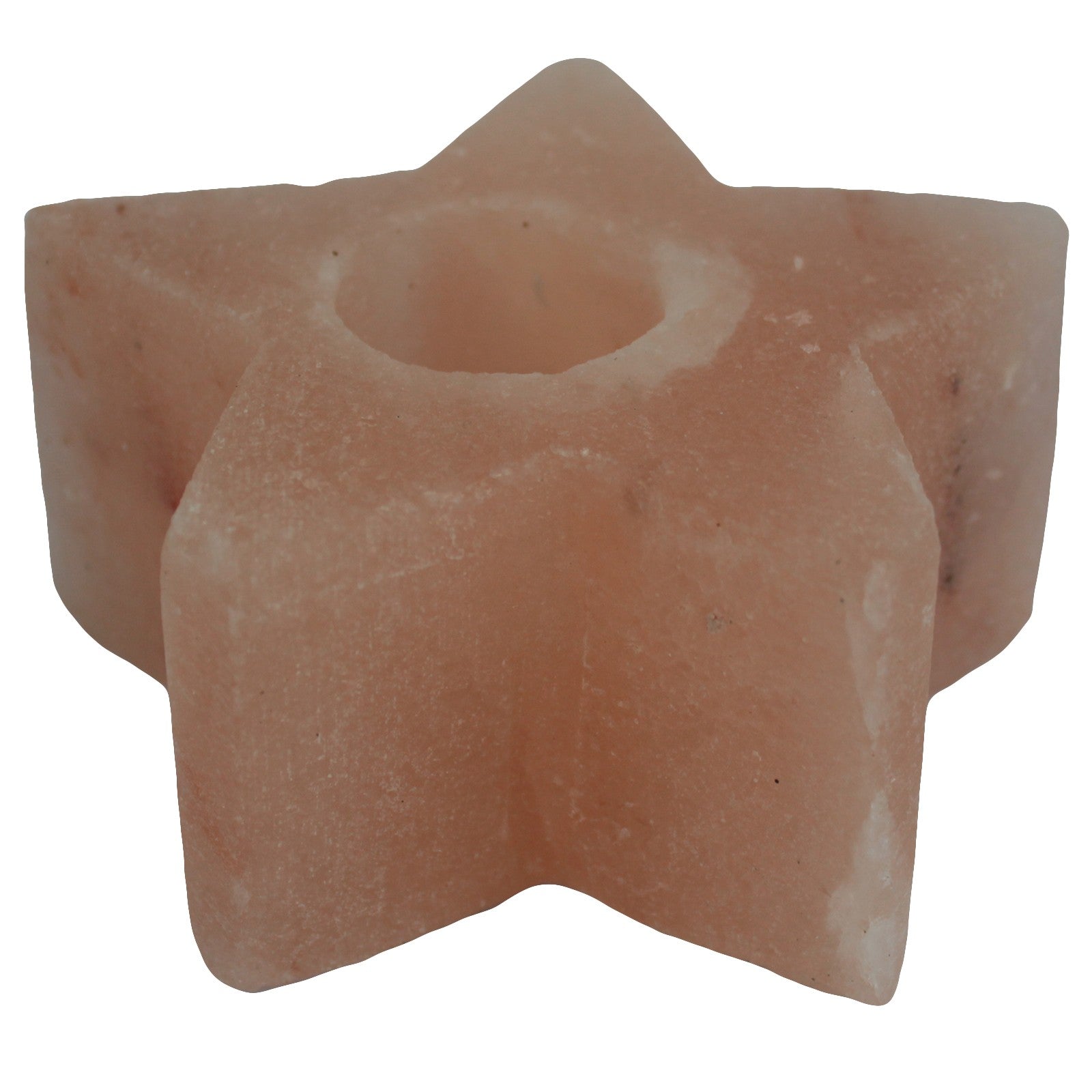 Star-shaped Himalayan salt candle holder – natural pink crystal, approx. 600–800g