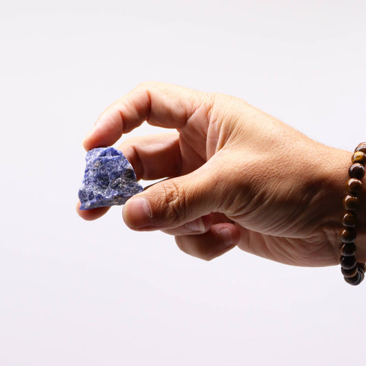 Raw Sodalite crystal – blue and white rough stone for truth and clarity