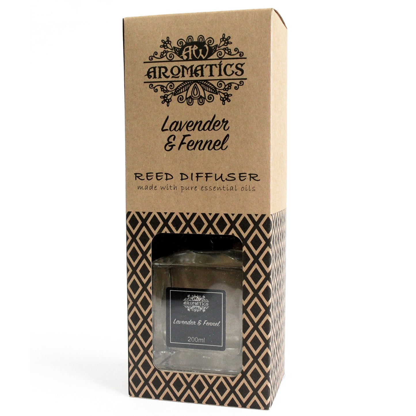 Reed diffuser with Lavender & Fennel essential oils – 200ml bottle in gift box