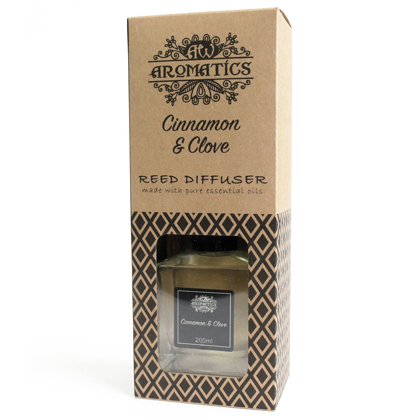 Reed diffuser with Cinnamon & Clove essential oils – 200ml warm spice scent in gift box