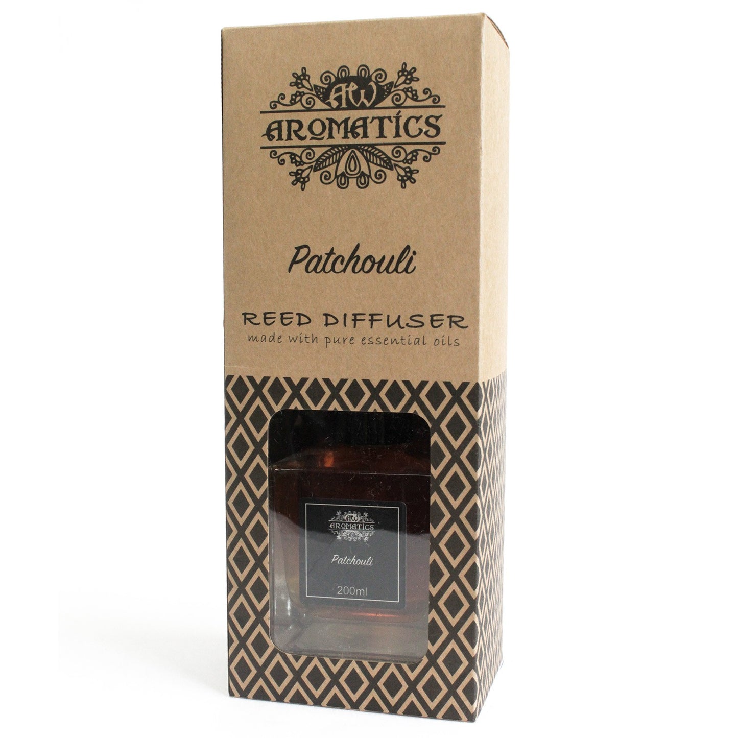 Reed diffuser with Patchouli essential oil – 200ml earthy scent in gift box