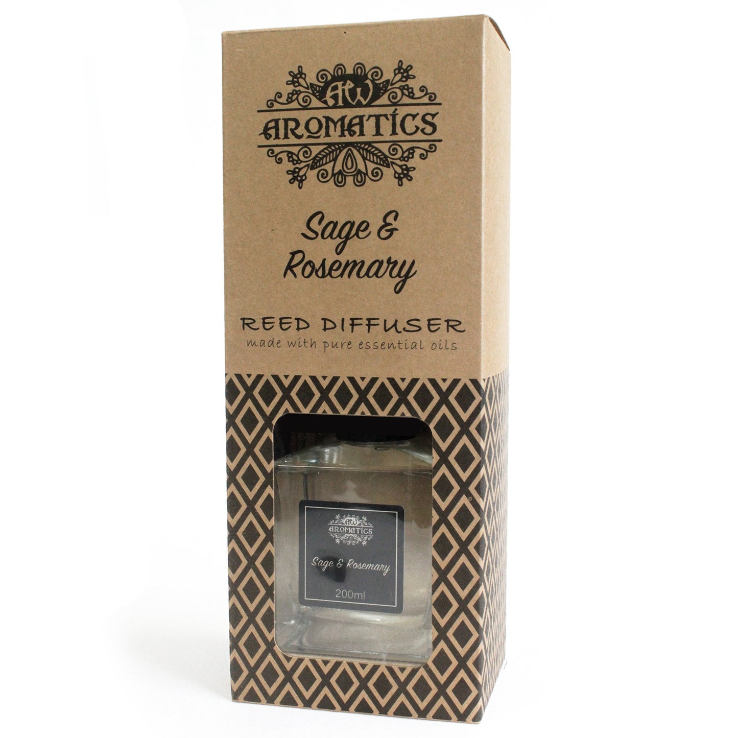 Reed diffuser 200ml with Sage and Rosemary essential oils in elegant gift box
